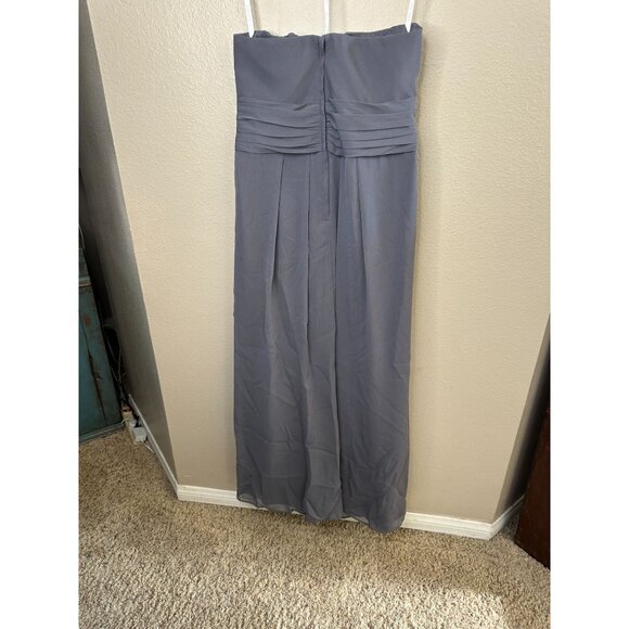Davids Bridal Womens Strapless A-Line Chiffon Gown Size 16 Gray Formal Dress - Picture 4 of 10